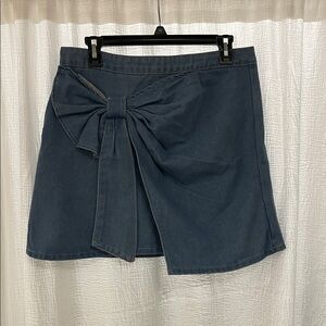 SHEIN Denim Blue Mini Skirt with Bow